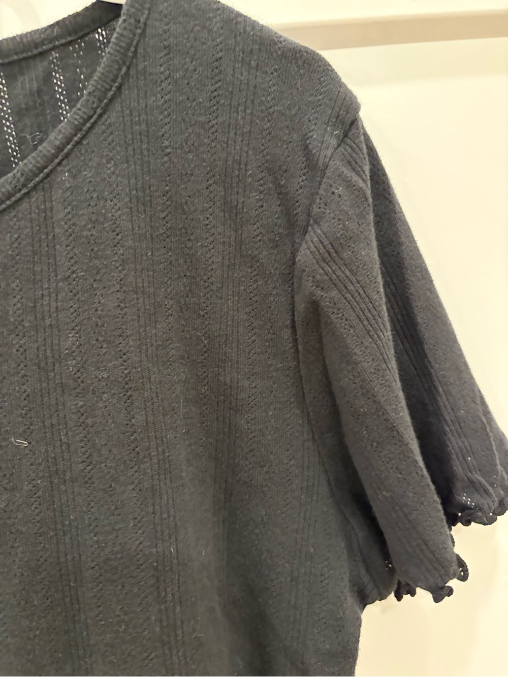 J. Crew Black Short Sleeve Button-Front Top 100%Cotton Size Medium - Picture 5 of 8